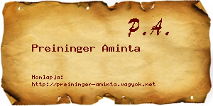 Preininger Aminta névjegykártya